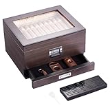 VEVOR Zigarren-Humidor, Humidorbox mit Glasdeckel, Handgefertigte Zigarren-Schreibtischbox aus Spanischem Zedernholz, Zigarren-Aufbewahrungsbox mit Trennwand & Zubehörschublade, 30–50 Zigarren