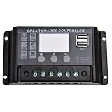 VoltX 30A, 12V/24V Solarladeregler 12V, Laderegler Solar 12V, Solarregler 12V, Solar Ladegerät Controller Auto-Parameter Einstellbar PWM mit 5V Dual USB Port LCD