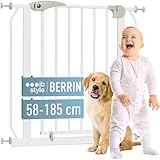ib style Treppenschutzgitter für Babys Berrin 58-185 cm, Türschutzgitter, Kinderschutzgitter, zum Klemmen,Ohne Bohren, Weiß, 78-86 cm