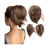 RUNZE765Z unordentliches Dutt-Haarteil Synthetische Haargummis mit unordentlichem Dutt, for Anklipsen, Glatte Pferdeschwanz-Haarverlängerungen for Frauen Haarknoten Haarteil(1B)