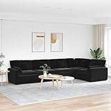 MOBCANT Modulares Sofa mit Kissen Samt Schwarz Sofagarnitur Couch Modulares Sofa Polstergarnitur für Wohnzimmer Wohnung Empfangsraum Hotel