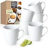 Moritz & Moritz BASIC Kaffeetassen Set 6-teilig - ca. 300ml aus hochwertigem Porzellan in klassischem Weiß - Perfekt für Kaffee, Tee, heiße Schokolade, Cappuccino
