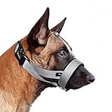 HEELE Maulkörb für Hunde Weiche Gepolstert Verstellbare Schlaufe Hundemaulkorb Training, Maulkorb aus Nylon Verhindert das Beißen Kauen und Bellen, Grau, S