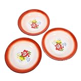 SOLUSTRE 3 Stück Teiliges Emaille Servierplatten Vintage Stil Salatteller Obstschale für Snacks Dessert Küchenteller mit Zufälligem Blumenmuster für Familienfeiern und Teestunden