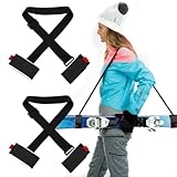 SHSMPXOY 2 PCS Ski Tragegurt Skirucksack Skitasche Verstellbar Schultergurt Klettverschluss für einfaches Tragen von Ski und Stöcken Wintersport Erwachsene & Kinder