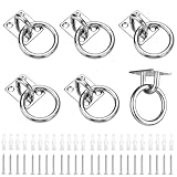 6 Stück Augplatten Mit Ring, Augplatte Edelstahl Anbindering Pferd Decksplatte Ösen Augplatte mit Öse Schrauben für Sonnensegel Decken Befestigung Wand-Haken Decken-Haken