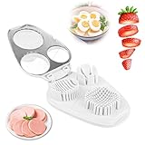 Eierschneider Edelstahl, 3 In 1 Eierschneider Edelstahl SpüLmaschinenfest, Profi Eierteiler, Schneider Eischneidewerkzeug, Eierstecher zum Schneiden von Eiern, Pilze, Erdbeeren, Butter
