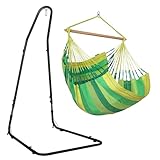 LA SIESTA® Habana Baumwoll Hängesessel & Stahlgestell - Hängesessel Gestell für Hängeschaukel, Ständer für Hängesessel für Indoor Outdoor, Garten Hängesessel für 2 Personen - Comfort Size, Jungle