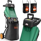 Gardebruk® Gartenhäcksler 3100 W max. 45 mm Aststärke Elektrisch 2X 50 L Auffangbeutel Messerhäcksler Häcksler Schredder