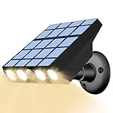 Solarlampen für Außen, Qelus LED Solar Wandleuchten mit Bewegungsmelder Solarleuchte Aussen Sicherheit 3 Modi 270°Beleuchtungswinkel IP65 Wasserdichte für Garten Pavillon Garage Porch Balkon, Warmweiß