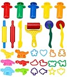 LEAZZLE Knete Set Knetwerkzeug für Kinder,29 Stück Knete zubehör Ausstechformen Küchenspielzeug,Teig Spielzeug Geschenk für Jungen Mädchen