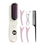 Huvqianu Kabelloser Glätteisen | USB-Aufladbares Glättungsbürste | Kabelloser Anti-Frizz Haarglätter Mit 3 Temperaturstufen Für Dickes Dünnes Nass Trocken Haar Styling Unterwegs Salon Damen Haarpflege
