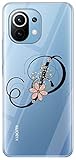 Mixroom - Schutzhülle aus weichem TPU Silikon mit transparentem Hintergrund für Xiaomi 14 Fantasie-Initialen Buchstabe P mit Blumen