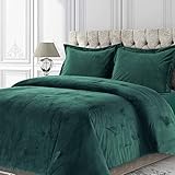 Tribeca Living Venedig Samt Übergröße-Duvet-Set, Luxuriöse 2-teilige Twin-Bettwäsche, Superweicher Samt mit versteckter Knopfverschluss, Blaugrün