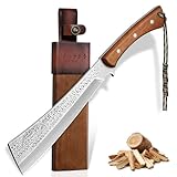 Purple Dragon Großes Outdoor Messer – Full Tang Machete mit Holzscheide, Survival Messer aus Hochkohlenstoffstahl mit Holzgriff, Scharf Jagdmesser für Bushcraft, Garten, Camping, Geschenke für Männer