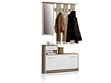 FORTE Foxi Kompaktgarderobe inklusive Spiegel, Holzwerkstoff, Sonoma Eiche Dekor, 97.5 x 25 x 180 cm