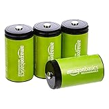 Amazon Basics – D-Zellen, wiederaufladbare Batterien, 10.000 mAh, NiMH, 4er-Pack (das Aussehen kann variieren)