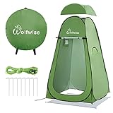 WolfWise Pop-Up Duschzelt UV-Schutz, Toilettenzelt, Umkleidezelt, Tragbar Camping Duschkabine WC Zelt Mobile Umkleidekabine Outdoor Klozelt, Geräumiges Privatzelt Lagerzelt für Wandern Strand Grün