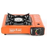 MasterCook Gaskocher, tragbar, 1 Flamme, 2,1 kW, mit nachfüllbarer Gasflasche, nicht im Lieferumfang enthalten, perfekt für Strandhäuser oder Camping oder als Notfallkocher