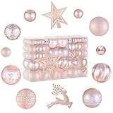 102 Stück Weihnachtskugeln Rosegold Christbaumkugeln Weihnachtskugeln Kunststoff,Weihnachtskugeln Set Outdoor,Weihnachtsbaumschmuck,Christbaumschmuck,Ceihnachtsbaumkugeln,Tannenbaum Kugeln