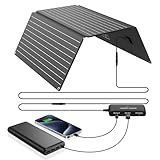 Ecosonique 30W/36W Faltbar Solarpanel, DC 19V,USB-A QC 3.0, USB-C PD 24W mit Abnehmbarem Power Hub, IP67 Wasserdicht Solar Ladegerät für Handy Laptop Kamera Powerstation, Camping, Wandern