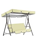600D Hochwertiges,Silberbeschichtetes Oxford-Gewebe Schaukel Dachbezug Wasserdicht UV-Geschützt Langlebig und Reißfest Dach Für Hollywoodschaukel ,Beige-195*125*15cm