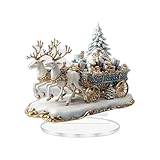 Tisch-Acryl-Dekoration – Weihnachtsmann-Schlitten aus Acryl, 2D-Statue – Winterurlaub, künstlerischer Mittelpunkt mit Unterstützung für Teenager, Erwachsene, Freunde, Kinder, Familie