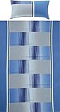 Erwin Müller Bettwäsche, Bettgarnitur Single-Jersey blau Größe 40x80 cm / 135x200 cm - anschmiegsame Qualität, bügelfrei, pflegeleicht, mit praktischem Reißverschluss (weitere Größen)