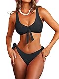 Navneet Bikini Damen Set Sexy Push Up Bikinis Brazilian Bikihose Tie Badeanzug Bademode Swimsuits Schwarz M