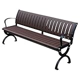 Generisch 2-Sitzer Gartenbank Wetterfest, 120/150/180cm Parkbank Mit Metallbeine Gartenmöbel Holzbank Hausbank Balkonbank Sitzbank Für Innen- Und Außenbereich(Mit Rückenlehne,120cm)