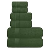 GLAMBURG Ultra-weiches 6er-Pack Baumwoll-Handtuch-Set, enthält 2 übergroße Badetücher 70 x 140 cm, 2 Handtücher 40 x 60 cm und 2 Waschbetten 30 x 30 cm, Olivgrün