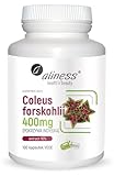Aliness Coleus forskohlii 400mg, Indianernessel, Nahrungsergänzungsmittel mit Pflanzenextrakten, 100 kapseln