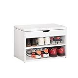 SoBuy® FSR25-W Schuhbank mit Sitzfläche Sitzbank Schuhregal Schuhschrank, Schuhtruhe weiß BHT ca.: 60x44x30cm
