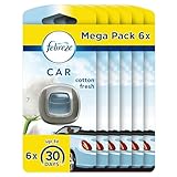 Febreze Auto Lufterfrischer Clip, 12 ml (6 × 2 ml), Reine Frische, Auto Duft bekämpft Gerüche bis zu 70 Tage