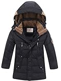 Vogstyle Jungen Winterjacke mit Kapuze Jacken Blouson Kinder Kapuzenparka Warm Blouson Wintermantel, Schwarz, 150-160 (Herstellergröße: 160)
