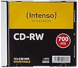 Intenso 2801622 CD-RW Rohlinge 700 MB, RW 12x Speed kratzfest Cover-Card 10er Pack Slim Case
