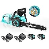 YARDCARE 16-Zoll Akku-Kettensäge mit LED-Display, 2x YARDCARE 4Ah Akkus, werkzeuglose Kettenspannung,Motorsäge mit 20 m/s Kettengeschwindigkeit, mit Ölstandsanzeige und automatischer Kettenölung
