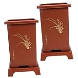 Artibetter 2 Stück Orchideen Pflanztopf aus Kunststoff Atmungsaktive Zimmerpflanzgefäße Klein mit Untersetzer Geeignet für Sukkulenten und Kakteen für Wohnzimmer und Küche