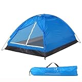 2-Personen-Campingzelt mit abnehmbarem Regenfliege für Outdoor-Wandern, leichtes Kuppelzelt für Garten, Strand, Angeln, Abenteuer (blau)