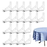 Frfik 20 Stück Tischdeckenhalter - transparente Tischdeckenklammer, Edelstahl & PP Winddichte Tischdecken-Befestigungsklammern | ideal für Hochzeiten, Partys, Camping, Picknick & Restaurant