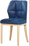 Moderner Küchen-Esszimmerstuhl, Ledertisch, Beistellstuhl mit Beinen aus Kunstholz, Eisenbeinen, blaue Holzfarbe, ideal für Schlafsaal, Schlafzimmer, Balkon, Lounge, Empfang und Wohnzimmer