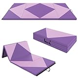 GYMAX Klappbare Turnmatte, tragbare Weichbodenmatte mit 2 Griffen, wasserdichte Gymnastikmatte mit Klettverschlüssen, Yogamatte für Gymnastik, Yoga & Spielen, 240 x 120 x 5 cm