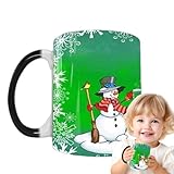 Weihnachtliche Farbwechsel-Tassen, Porzellan-Trinkbecher, hitzeempfindlich, magische Farbwechselbecher, lustiger Trinkbecher für Weihnachten