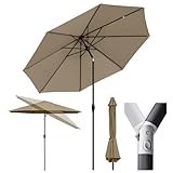 Sekey Alu-Sonnenschirm 330cm Sonnenschirm Gartensonnenschirm mit UV-Schutz，Windfester mit Kurbel für Balkon Garten & Terrasse Sonnenschutz UV 50+