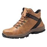 Arbeitsstiefel Herren Wasserdicht Leder Winter, Sicherheitsschuhe Herren Rutschfest, Arbeitsschuhe Hoch Flach Wanderschuhe Bequeme Sicherheitsstiefel Weich Stiefeletten Warm Walkingschuhe