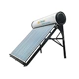 Thermische Solaranlage für Warmwasseraufbereitung, Edelstahl, Vakuum-Rohre, Wasserkreislauf, Modell: Base, weiß