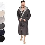 Blumtal Bademantel Herren Baumwolle 100% in XL - OEKO-TEX zert. Morgenmantel Herren Kapuze - Bademantel Frottee + Velours - Saunamantel Männer - Mantel Sauna Anthrazit-Grau