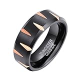 Tolldek Ringe Herren Wolfram 8MM, Eheringe Pärchenringe Matte Gebürstet Punk Trauringe, Schwarz Pärchen Ringe Trauringe, Gr.65 (20.7)