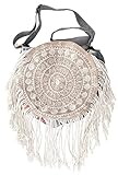 GURU SHOP Boho Schultertasche, Hippie Tasche, Upcycling - Modell 2, Herren/Damen, Beige, Baumwolle, Size:One Size, 45x33 cm, Alternative Umhängetasche, Handtasche aus Stoff