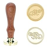 Poemluve Siegelstempel Initialen M 25mm Wachssiegel Stempel für Einladungen zur Hochzeit mit Holzgriff Vintage Wachs Siegel Stempel Buchstaben für Umschlag Briefe Geschenkpapier Umschlag (Buchstabe M)